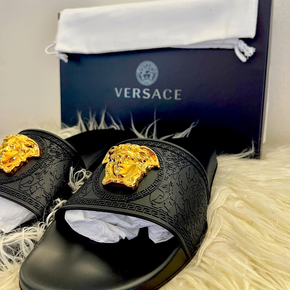 Versace slides with gold Medusa head - BRAND NEW w/ box & dust bag